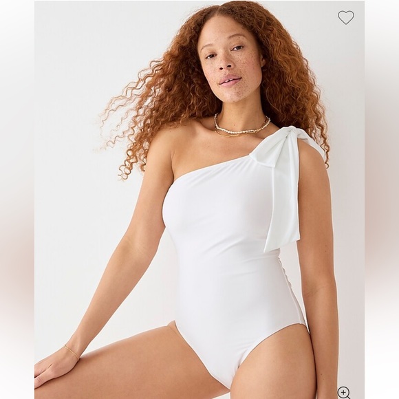 J.Crew Women's White One Shoulder Tie Bow Swimsuit New Size 10 One Piece NWT - Picture 2 of 14